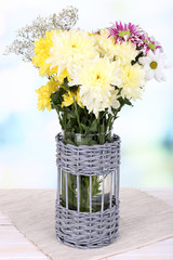 Beautiful chrysanthemum flowers in vase