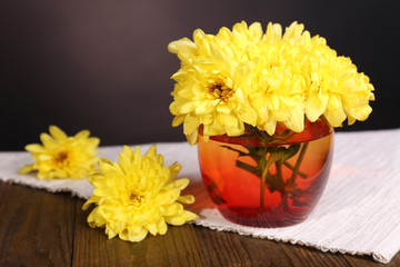 Beautiful chrysanthemum flowers in vase