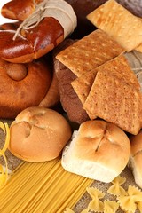 Tasty flour products close up