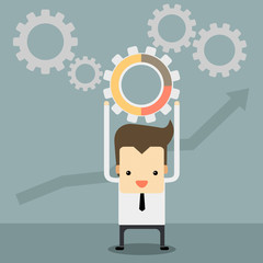 businessman with gear system , teamwork of gear.