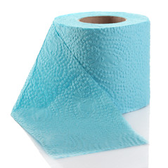 Color toilet paper rolls isolated on white