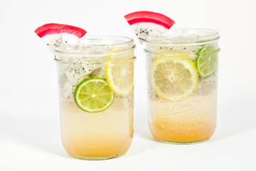 Dragon Fruit Citrus Cocktail in Mason Jars