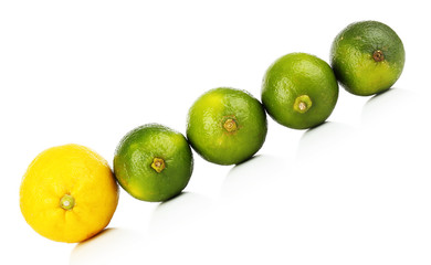 Lemon and limes, isolated on white