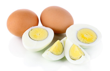Boiled eggs isolated on white