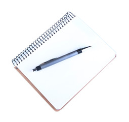 Notebook with pen isolated on white