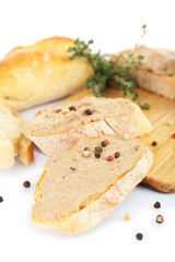 Fresh pate with bread close up
