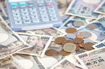 Fototapeta premium Japanese currency notes , Japanese Yen