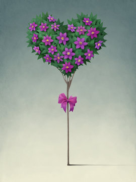 Festive tree in the shape of  heart.