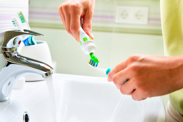 Brushing Teeth. Bathroom