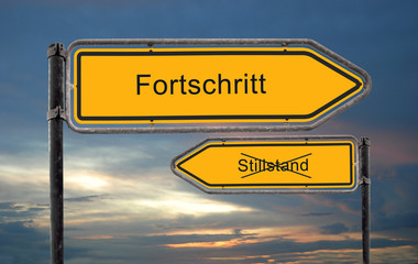 Strassenschild 18 - Fortschritt
