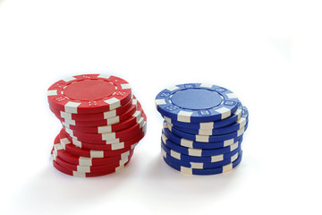 Colorful Poker Chips Isolated On White