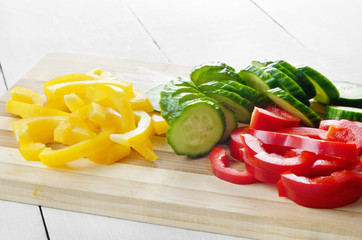 Fresh vegetable slices for salad