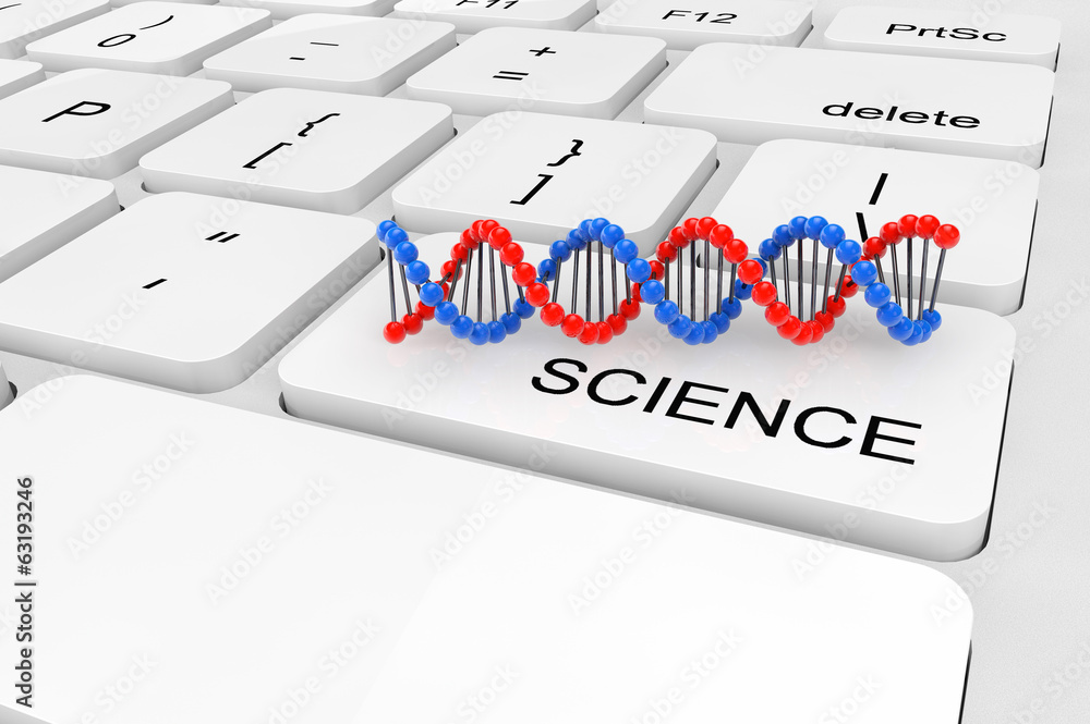 Aufkleber extreme closeup twisted dna chain on a keyboard