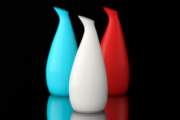 Three color ceramic vases