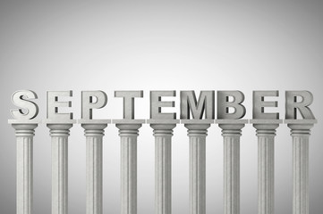 September month sign on a classic columns