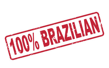 stamp 100 percent brazilian with red text on white