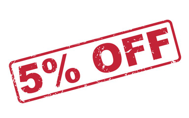stamp 5 percent off with red text on white