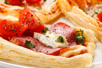 Mini pizza on white background