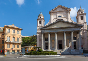Genoa cityscape view.