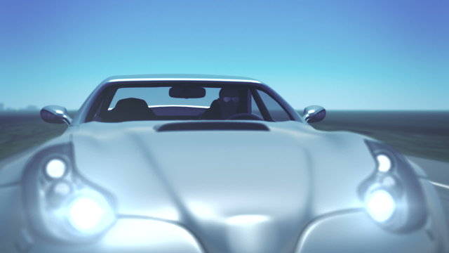 Silver Sports Car (with plate and flares)