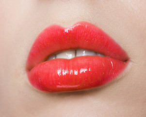 Obraz premium Red lips make up