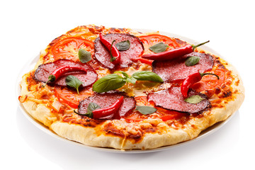 Pizza on white background