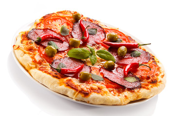 Pizza on white background