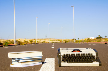 On the Road Writing Concept