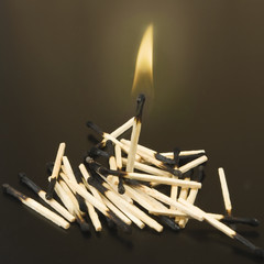 image of matches on dark background