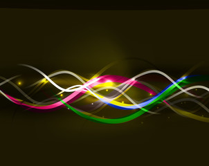 Neon glowing lines abstract background