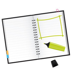 Scrapbook with green text marker Vector Illustration