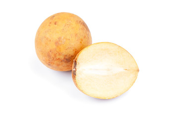 Fresh sapodillas isolated on white background