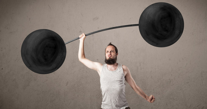 Funny Skinny Guy Lifting Weights