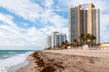 Fototapeta na wymiar View of Sunny Isles Miami beach in Florida at morning, USA