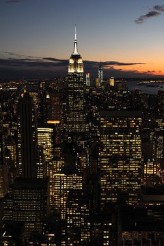 Fototapeta Vue aérienne de New York de nuit