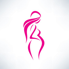 Naklejka na ściany i meble pregnant woman silhouette, isolated vector symbol