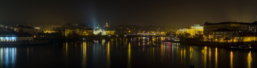 Fototapeta na wymiar Panoramic view from Charles bridge in Prague, Czech Republic
