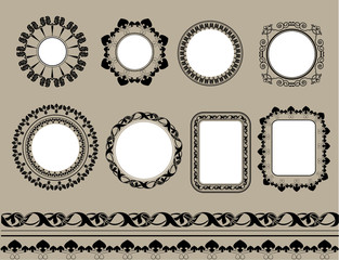 Set of black frame isolated on white Vector illustration