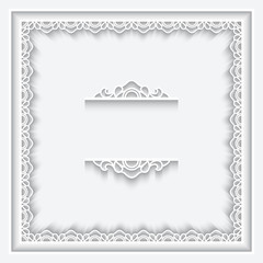 Paper lace frame on white background