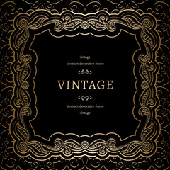 Vintage gold background, square ornamental frame