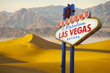 Fototapete Rund Willkommen im fabelhaften Las Vegas-Zeichen © somchaij