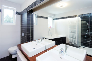 modern bathroom with shower and bathtub