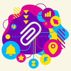 Fototapeta premium Clip on abstract colorful spotted background with different icon