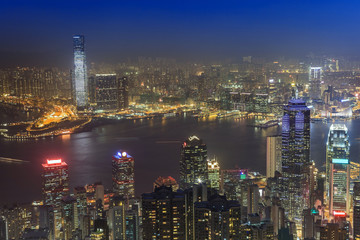 Fototapeta na wymiar Hong Kong city skyline view from Victoria peak