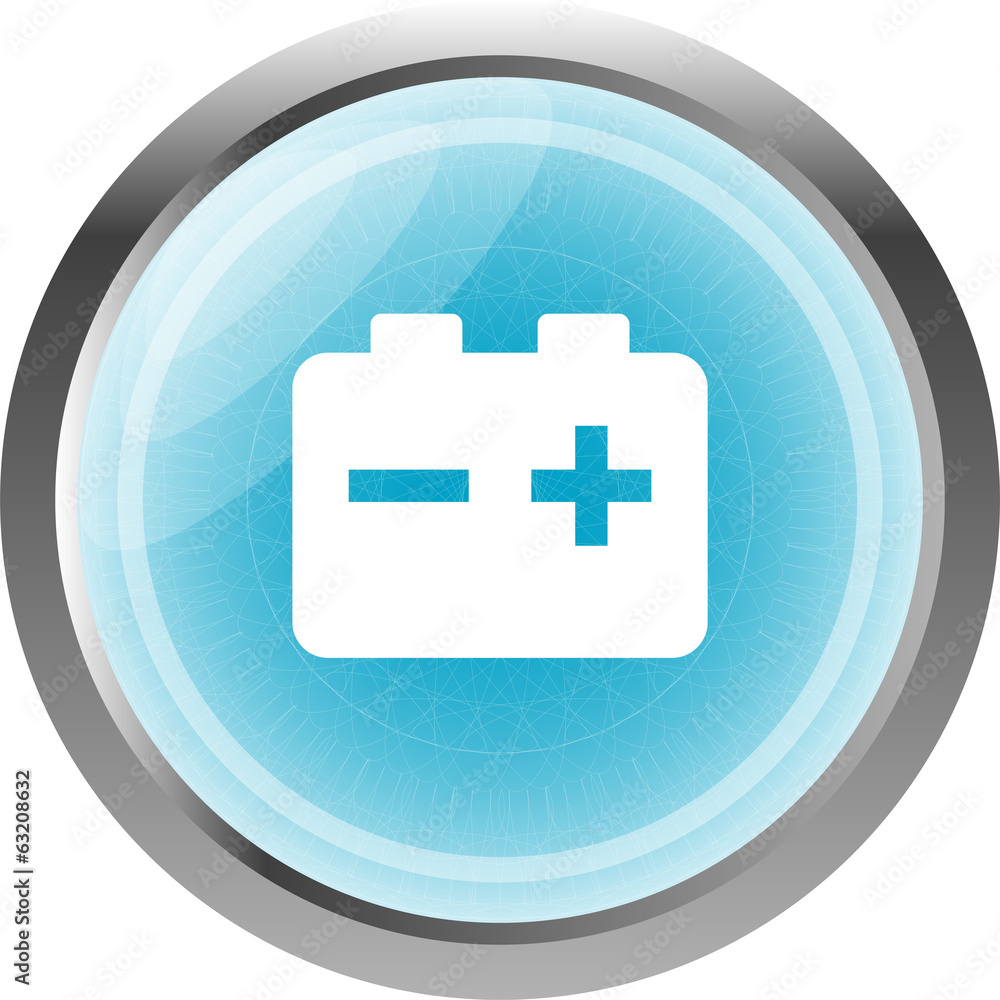 Poster battery web glossy icon button isolated on white