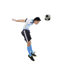 Fototapeta na wymiar Argentine player heading ball isolated