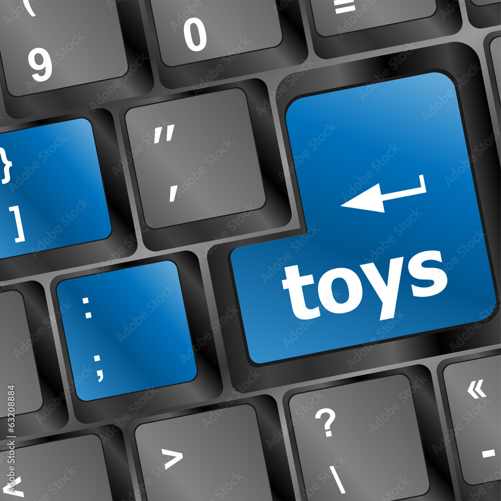 Poster toys word on computer keyboard pc key
