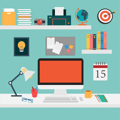 Vector of Office set for work .