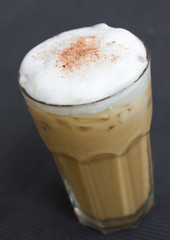 Iced coffee cappuccino with soft cream.