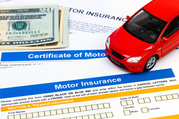 Motor or car insurance application with car model